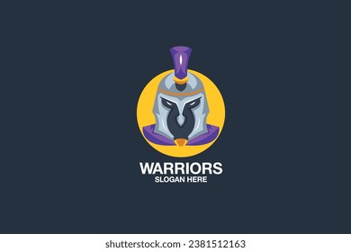 Spartan warrior logo design vector head template