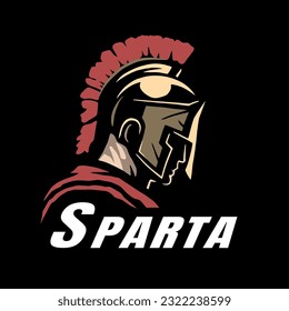 Spartan warrior logo, emblem on a dark background.