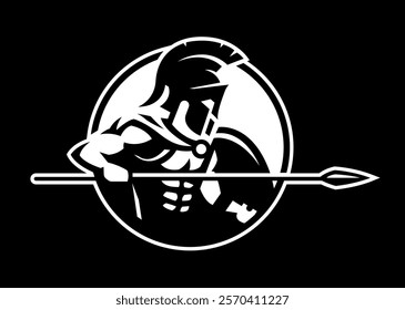 Spartan warrior logo, emblem on a dark background.