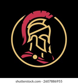 Spartan warrior logo, emblem on a dark background.