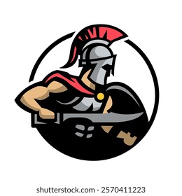 Spartan warrior logo, emblem. Vector illustration.