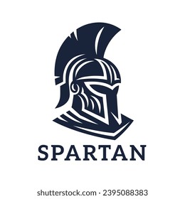 Spartan warrior logo. Gladiator soldier symbol. Knight helmet icon. Roman centurion security emblem. Vector illustration.