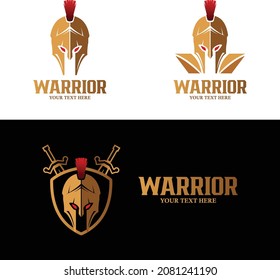spartan warrior logo with gold color