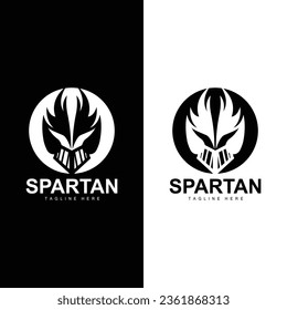 Logo Espartano Guerrero Ilustración Simple Diseño de vectores de silueta