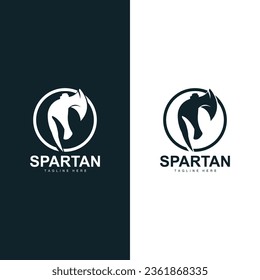 Einfache Illustration des Spartan Warrior Logos Silhouette Vektordesign