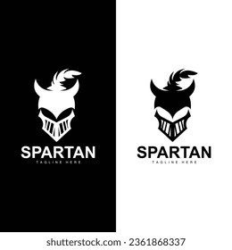 Logo Espartano Guerrero Ilustración Simple Diseño de vectores de silueta
