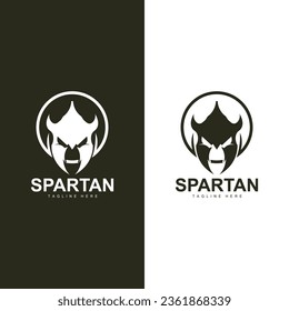 Logo Espartano Guerrero Ilustración Simple Diseño de vectores de silueta