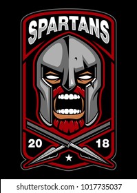 Spartan warrior logo template. Design of patch with gladiator. 