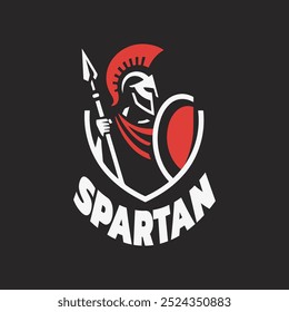 spartan warrior logo template vector icon illustration design on black background