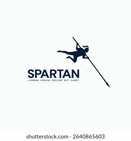 Spartan warrior lunge attack with spear logo icon symbol vector illustration