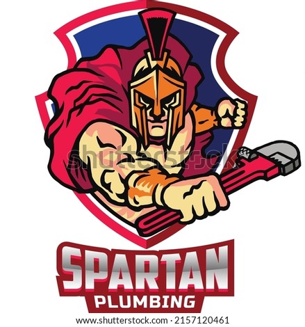 Spartan Warrior Plumber Mascot Logo
