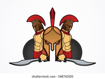 Spartan warrior pose graphic vector.