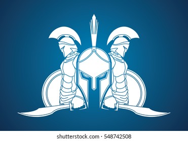 Spartan warrior pose graphic vector.