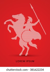 Spartan warrior riders with a spear designed using geometric pattern graphic vector.