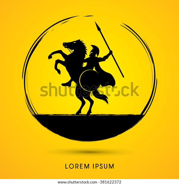 Spartan Warrior Riders Spear Graphic Vector Stock Vector (Royalty Free ...