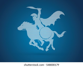 Spartan warrior riders with a sword ready to fight designed using geometric pattern graphic vector