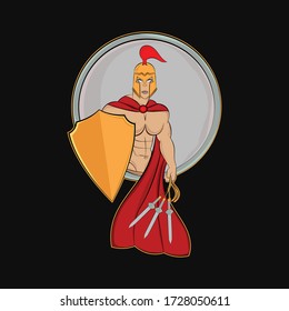 Spartan warrior with rope sword and shield