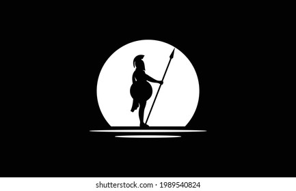 Spartan warrior silhouettes vector illustration template  vector symbol icon logo