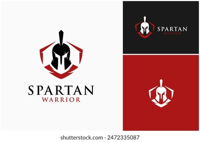 Spartan Warrior Sparta Gladiator Greek Soldier Armor Protection Vector Logo Design Illustration
