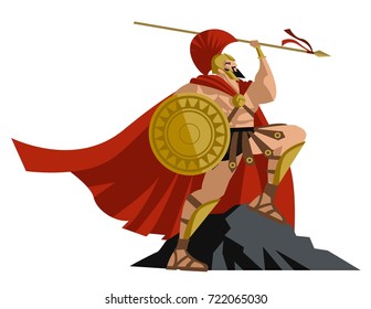 spartan warrior with spear and shield