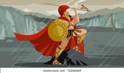 spartan warrior with spear and shield