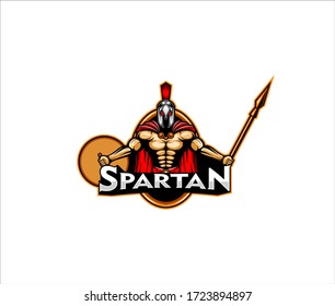 Spartaner Krieger mit Speerwaffe und Schild, Vektorgrafik