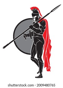 Estancia espartana de guerreros con Spear y Shield