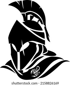 Spartan warrior stylized helmet illustration