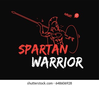 Spartan warrior stylized illustration. Warrior throwing javelin.