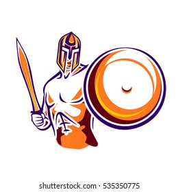 Spartan warrior with a sword and a shield.