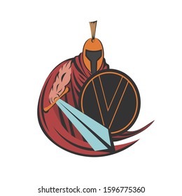 Spartan warrior with sword and shield sticker, print, t shirt design