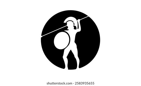 Spartan warrior symbol, black isolated silhouette