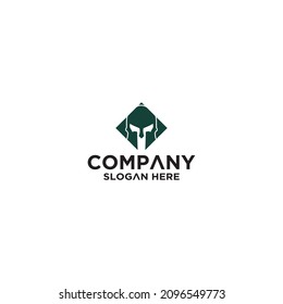 Spartan warrior symbol, emblem. Spartan helmet logo