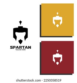 Spartan warrior symbol shield and helmet, coat of arms. Spartan helmet logo, vector illustration of spartan shield and helmet, Spartan Roman Helmet Armor Warrior logo design inspiration