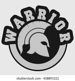 Spartan warrior t-shirt emblem Greek Helmet silhouette print - Gladiator stamp, legionnaire heroic soldier. vector