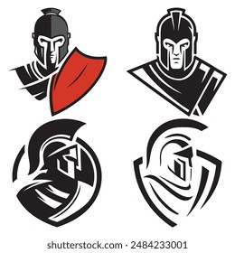 Spartan warrior Vector silhouette illustration .