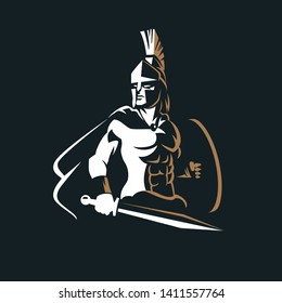 Spartan warrior vintage logo vector