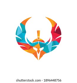 Guerrero espartano con diseño de logotipo vectorial de alas. Diseño del logo del caballero Guerrero.