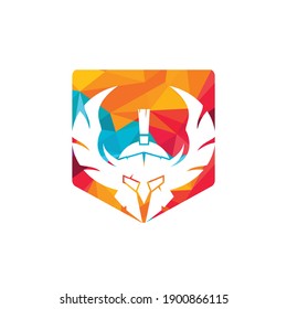Guerrero espartano con diseño de logotipo vectorial de alas. Diseño del logo del caballero Guerrero.	