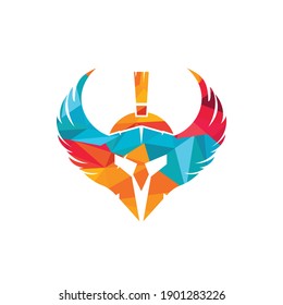 Spartan warrior with wings vector logo design. Warrior knight logo concept design.	