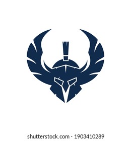 Spartanischer Krieger mit Flügeln, Vektorlogo-Design. Design des Logos von Warrior Ritter.	