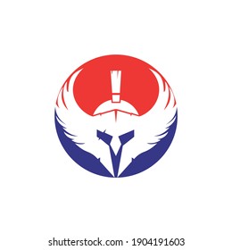 Guerrero espartano con diseño de logotipo vectorial de alas. Diseño del logo del caballero Guerrero.	
