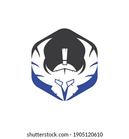 Spartan warrior with wings vector logo design. Warrior knight logo concept design.	
