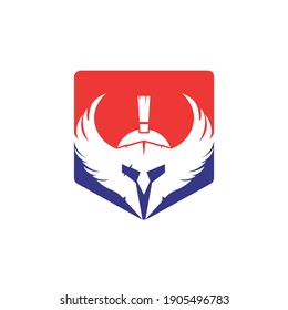 Guerrero espartano con diseño de logotipo vectorial de alas. Diseño del logo del caballero Guerrero.	