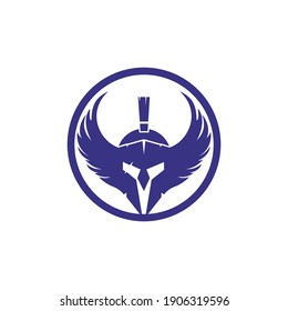 Guerrero espartano con diseño de logotipo vectorial de alas. Diseño del logo del caballero Guerrero.	