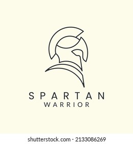 spartan warriors with line art style logo icon template design. military helmet armor side facing vector illustration