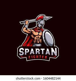 spartan warriors logo, spartan fighter logo template for e sport gaming or team