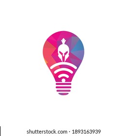 Spartan wifi bulb shape concept logo. Spartan and wifi logo combination. Helmet and signal symbol or icon