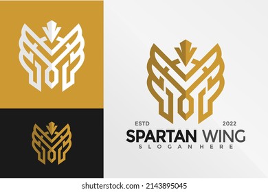 Spartan Wing Warrior Logo Design Vector illustration template