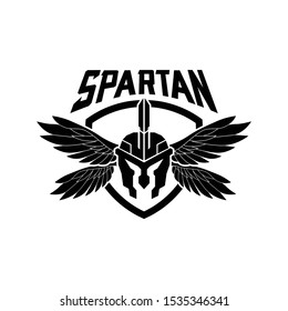 Spartan Wings shield logo design template for military game armory and company